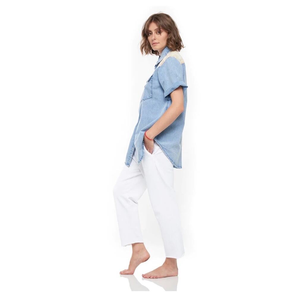 Free People x Sandrine Rose - NWT Western Short Sleeve Denim Shirt - Picture 5 of 12